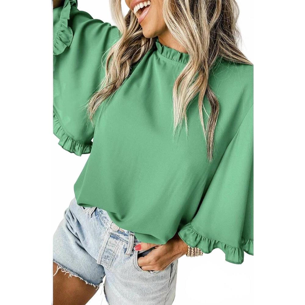 NEW DEAR LOVER frilly top in green